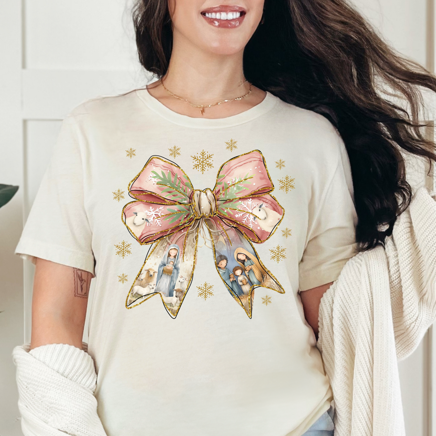 Jesus Christmas Coquette Bow T-Shirts