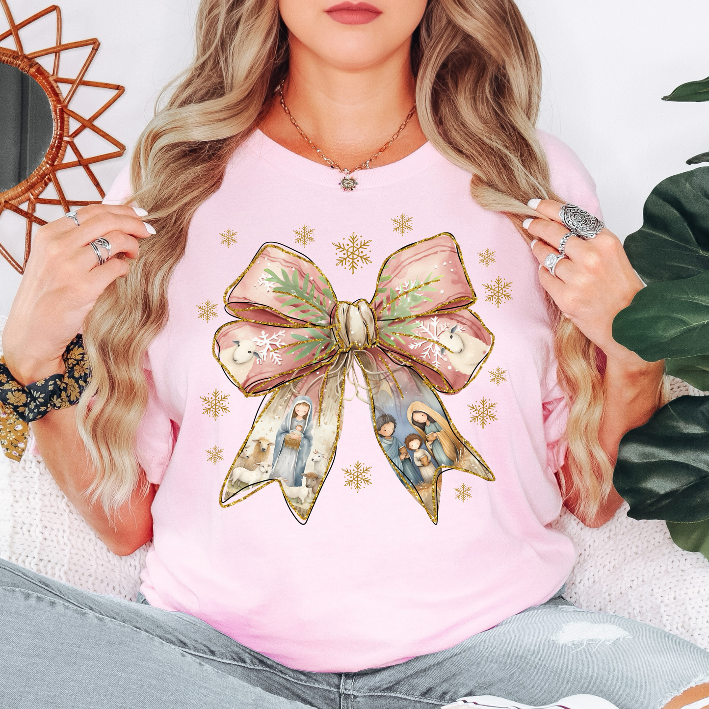 Jesus Christmas Coquette Bow T-Shirts