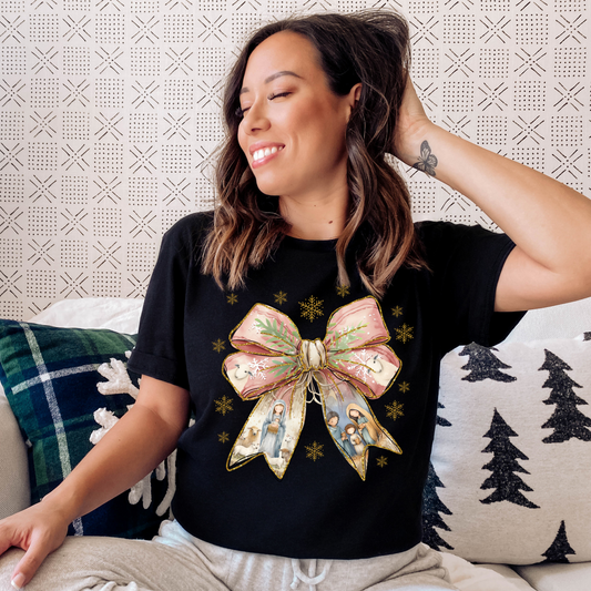 Jesus Christmas Coquette Bow T-Shirts