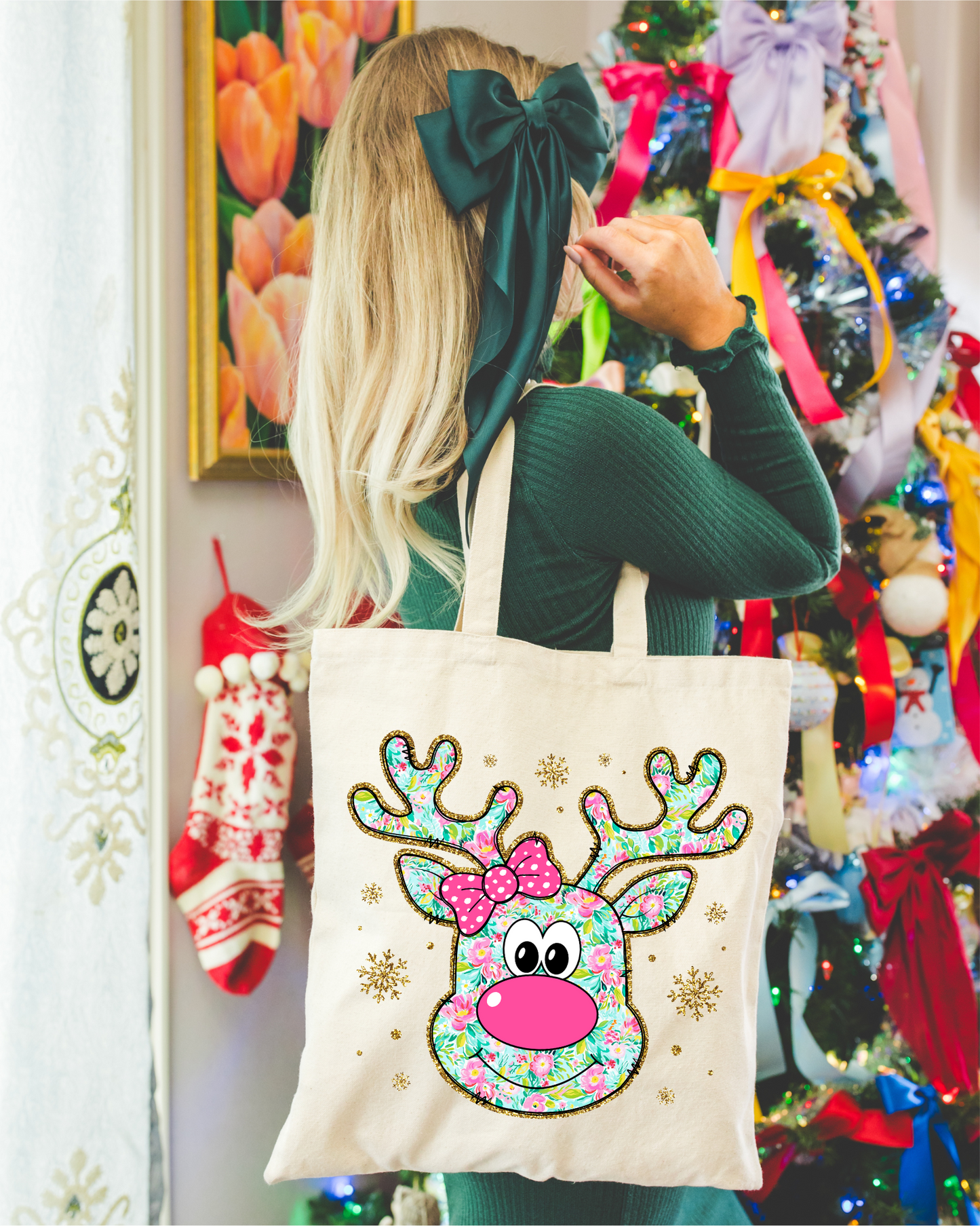 Girly Reindeer Tote Bag