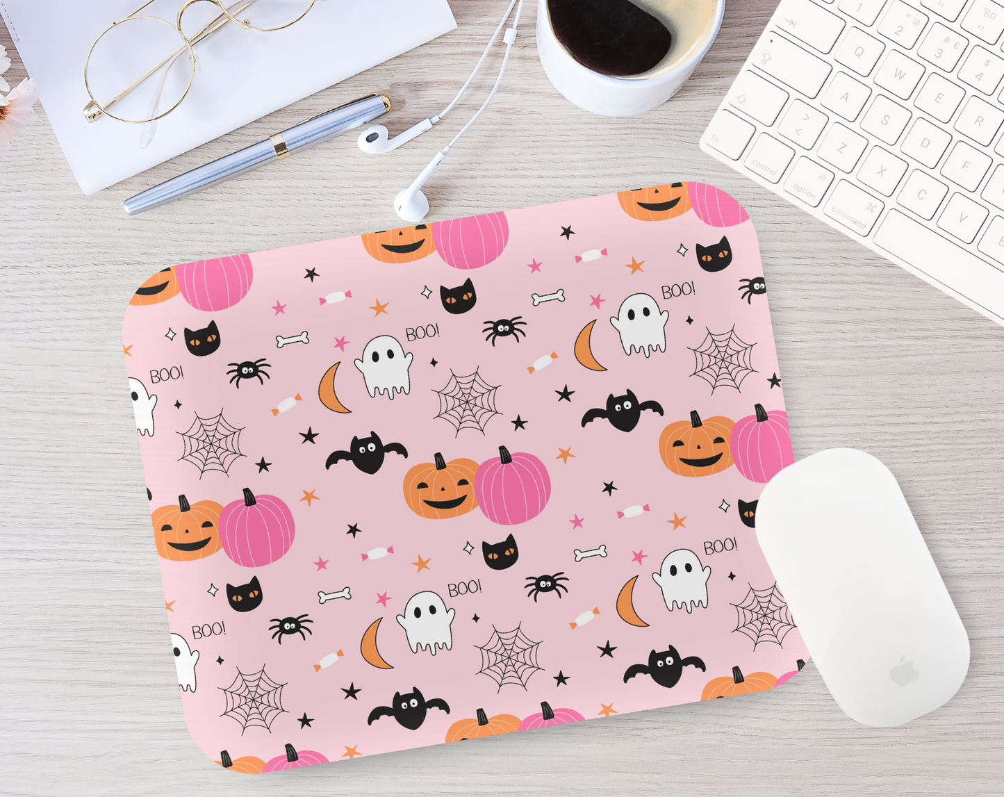 Pink Halloween Mouse Pad