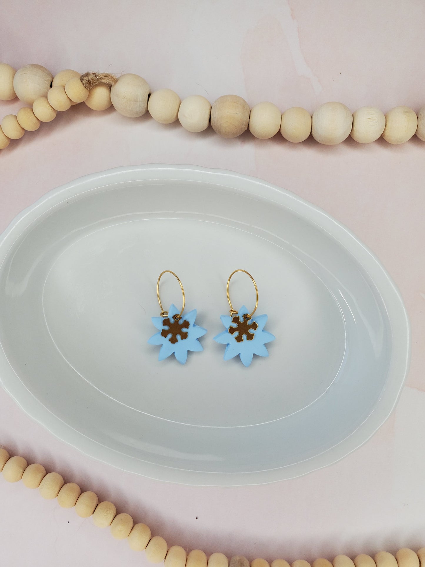 Snow Blue Hoops Earrings