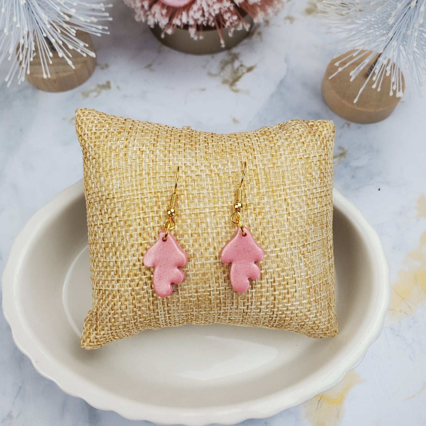 Pink Christmas Dangle Earrings