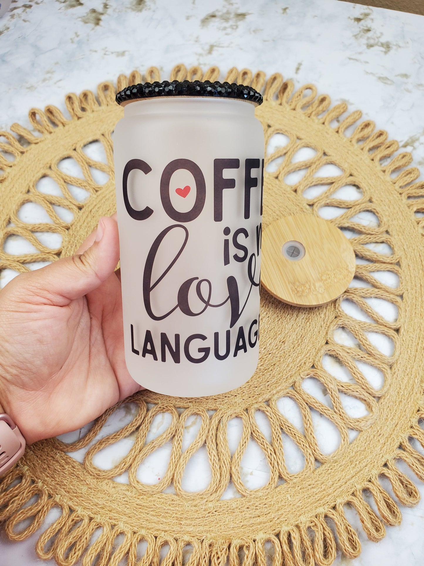 Coffee in my Love Language | Glass Can