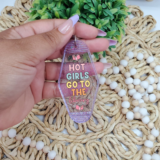 Hot Girl go to the library Keychain