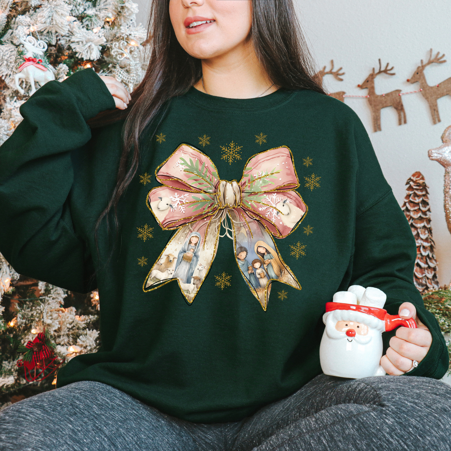 Jesus Christmas Coquette Bow Sweatshirts