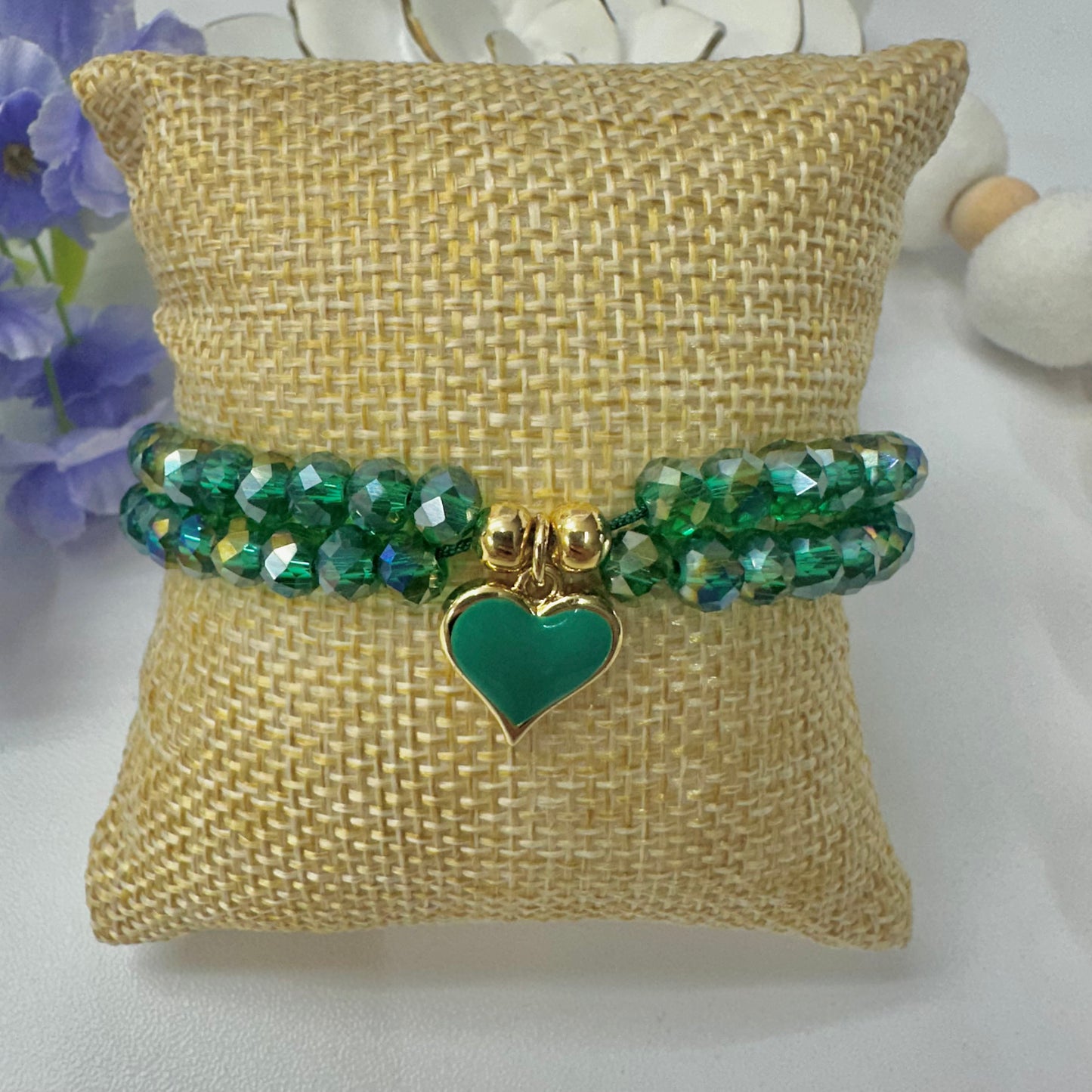 Green Heart Adjustable Bracelet