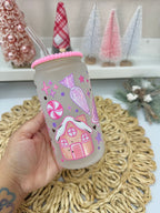 Pink Christmas Glass Can