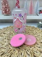 Pink Christmas Glass Can