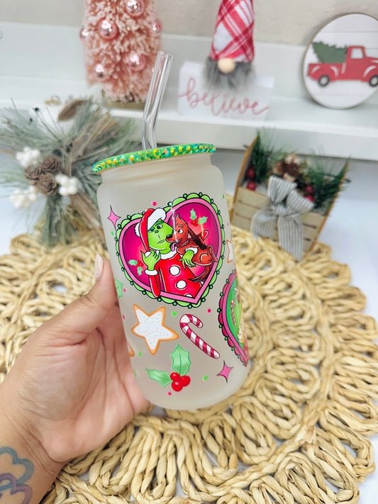 Christmas Hearts Glass Cup