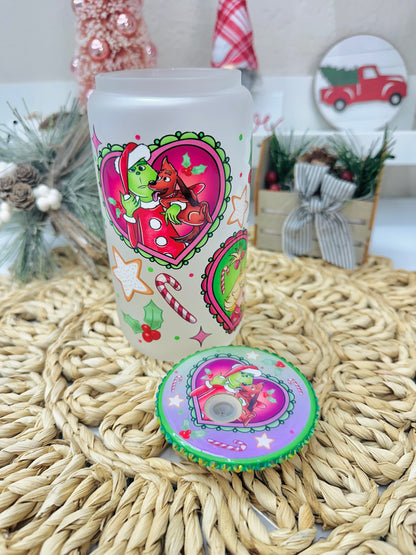 Christmas Hearts Glass Cup