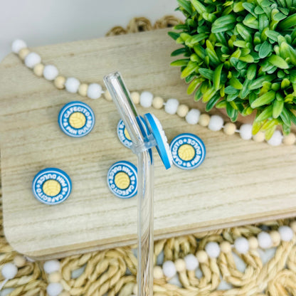 Cafecito y Chisme Blue | Straw Charms