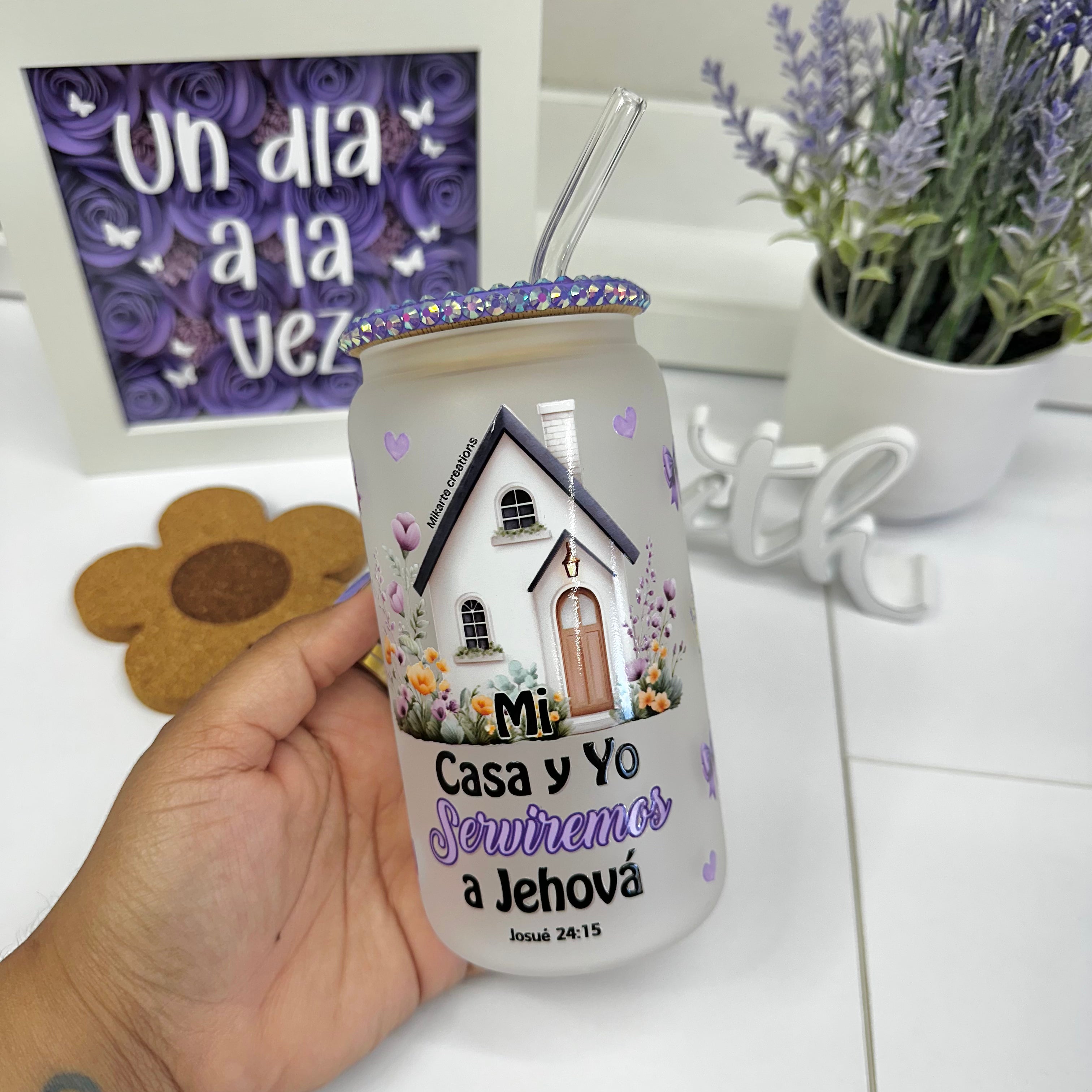 Mi Casa y Yo Serviremos a Jehová Glass Can
