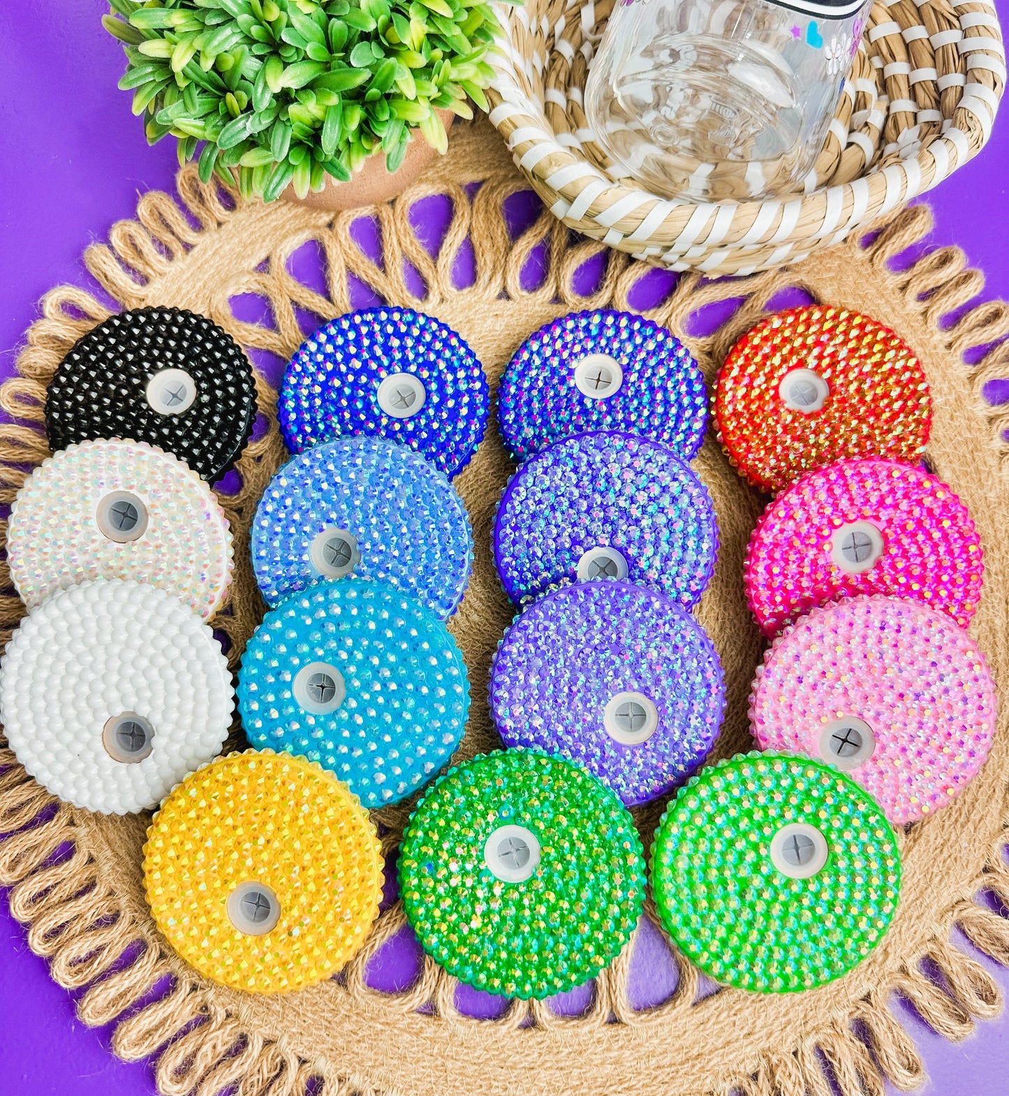 Bamboo Lids with Rhinestones